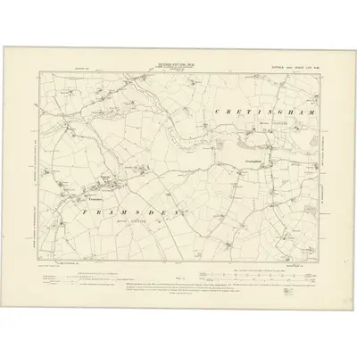 1903 Map of Suffolk LVIII.NW, 1905 Print