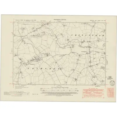 1946 Map of Suffolk LVIII.NW, 1950 Print