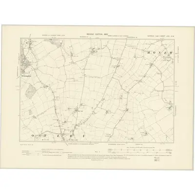 1903 Map of Suffolk LVIII.SW, 1905 Print