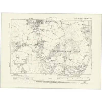 1926 Map of Suffolk LX.NE & LXA.NW, 1928 Print