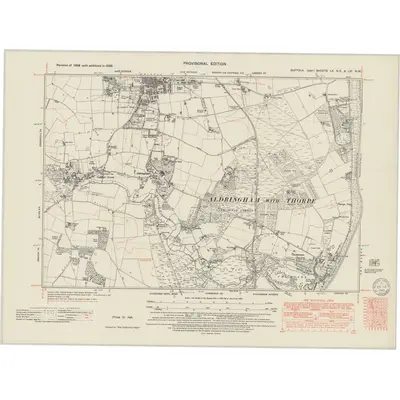 1938 Map of Suffolk LX.NE & LXA.NW, 1949 Print