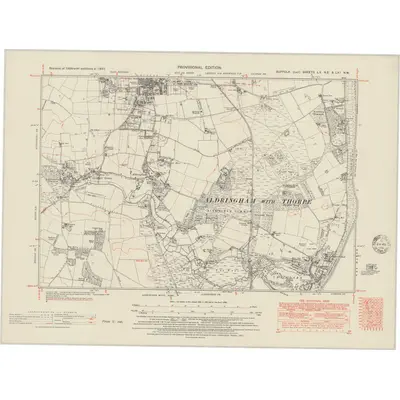 1947 Map of Suffolk LX.NE & LXA.NW, 1951 Print