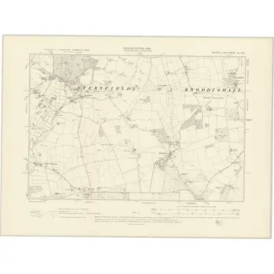 1903 Map of Suffolk LX.NW, 1905 Print