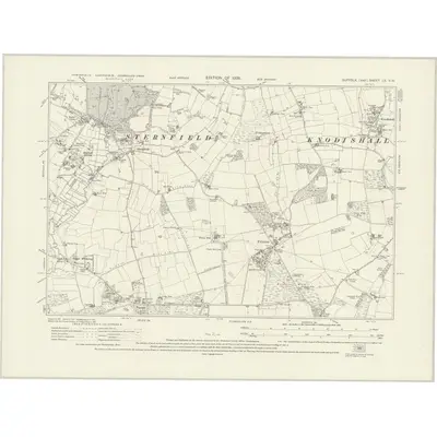 1925 Map of Suffolk LX.NW, 1928 Print