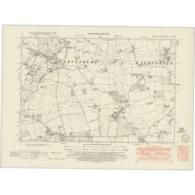 1938 Map of Suffolk LX.NW, 1949 Print