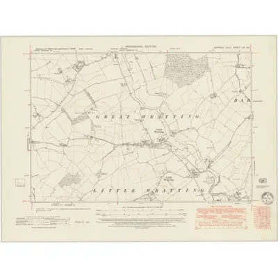 1946 Map of Suffolk LXI.SE, 1950 Print