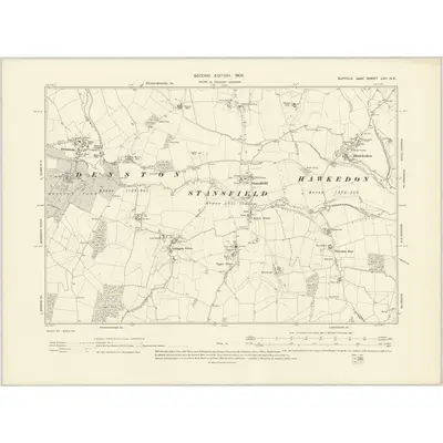 1902 Map of Suffolk LXII.NE, 1905 Print