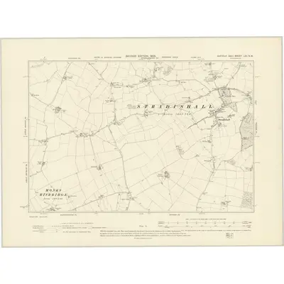 1902 Map of Suffolk LXII.NW, 1905 Print