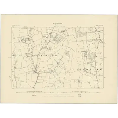 1884 Map of Suffolk LXII.SE, 1885 Print
