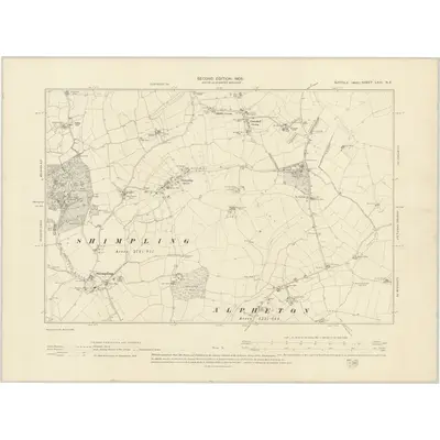 1902 Map of Suffolk LXIII.NE, 1905 Print