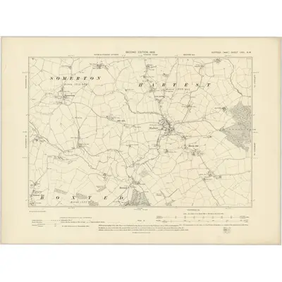 1902 Map of Suffolk LXIII.NW, 1905 Print