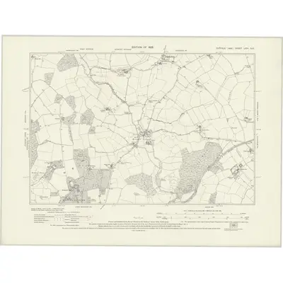1924 Map of Suffolk LXIII.SE, 1928 Print