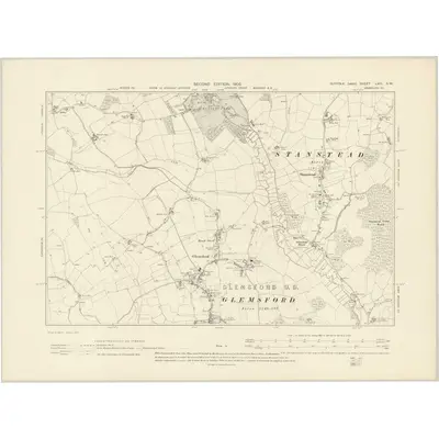 1902 Map of Suffolk LXIII.SW, 1905 Print
