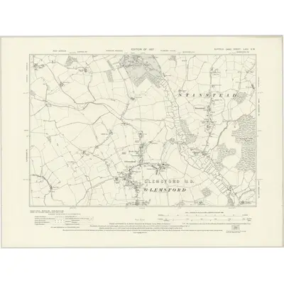 1924 Map of Suffolk LXIII.SW, 1927 Print