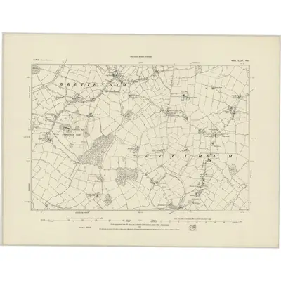 1883 Map of Suffolk LXIV.NE, 1884 Print