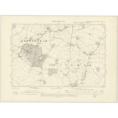 1902 Map of Suffolk LXIV.NE, 1905 Print