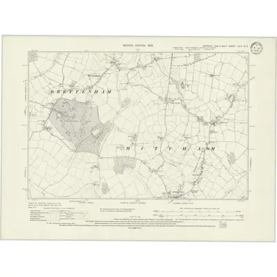 1902 Map of Suffolk LXIV.NE, 1933 Print
