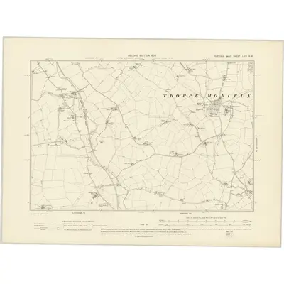 1902 Map of Suffolk LXIV.NW, 1905 Print