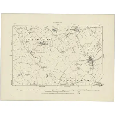 1883 Map of Suffolk LXIV.SE, 1884 Print