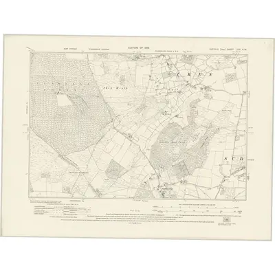 1925 Map of Suffolk LXIX.NW, 1928 Print