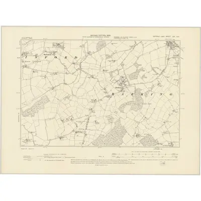 1902 Map of Suffolk LXV.NE, 1905 Print