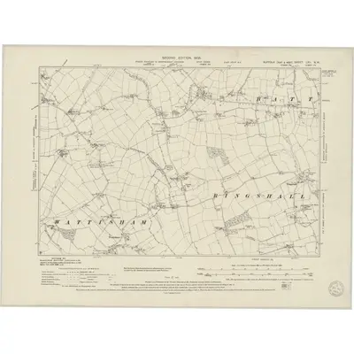 1902 Map of Suffolk LXV.NW, 1949 Print