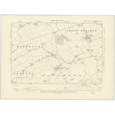 1902 Map of Suffolk LXV.SW, 1905 Print