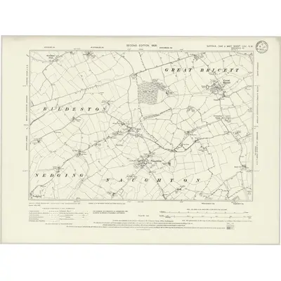 1902 Map of Suffolk LXV.SW, 1933 Print