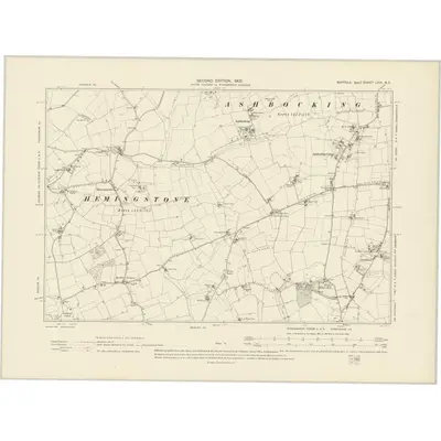 1902 Map of Suffolk LXVI.NE, 1905 Print