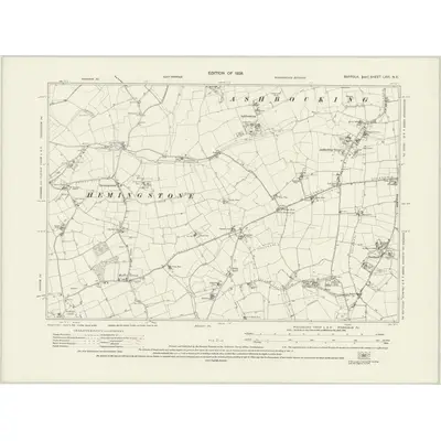 1925 Map of Suffolk LXVI.NE, 1928 Print