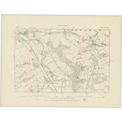 1883 Map of Suffolk LXVI.NW, 1884 Print