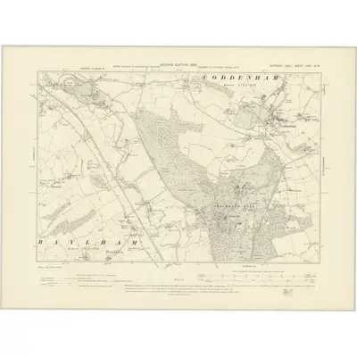 1902 Map of Suffolk LXVI.NW, 1905 Print