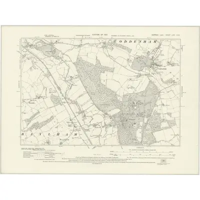 1925 Map of Suffolk LXVI.NW, 1927 Print