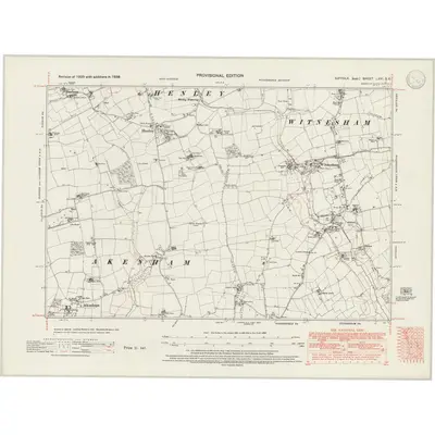 1938 Map of Suffolk LXVI.SE, 1947 Print
