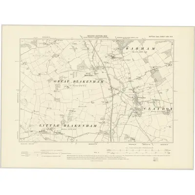 1902 Map of Suffolk LXVI.SW, 1905 Print