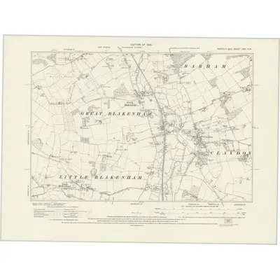 1925 Map of Suffolk LXVI.SW, 1928 Print