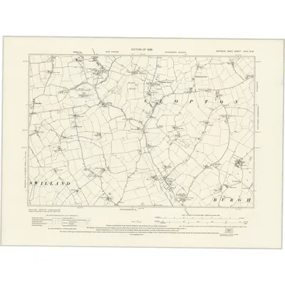 1925 Map of Suffolk LXVII.NW, 1928 Print