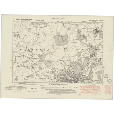 1938 Map of Suffolk LXVII.SE, 1949 Print