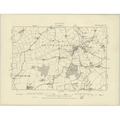 1881 Map of Suffolk LXVII.SW, 1887 Print