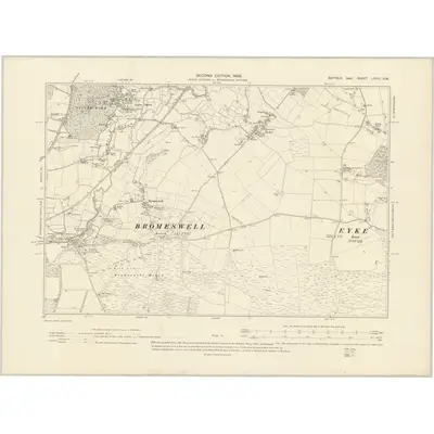 1902 Map of Suffolk LXVIII.SW, 1905 Print