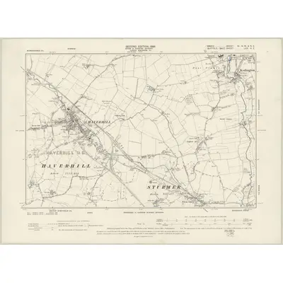 1896 Map of Suffolk LXX.NE, 1899 Print