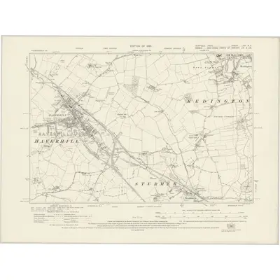 1924 Map of Suffolk LXX.NE, 1928 Print