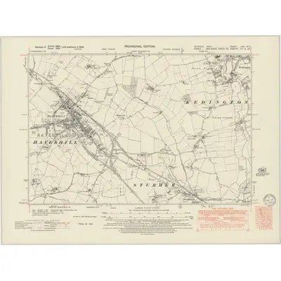 1938 Map of Suffolk LXX.NE, 1949 Print