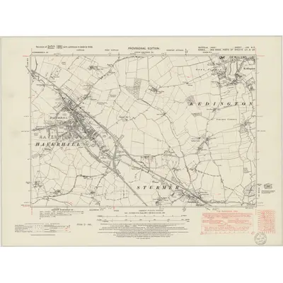 1946 Map of Suffolk LXX.NE, 1950 Print
