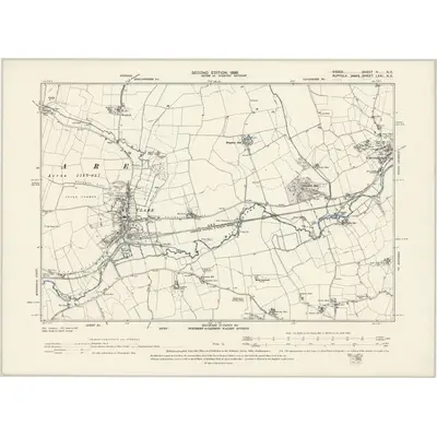 1896 Map of Suffolk LXXI.NE, 1898 Print