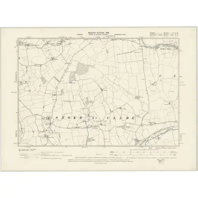 1896 Map of Suffolk LXXI.NW, 1898 Print