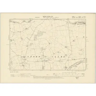 1896 Map of Suffolk LXXI.NW, 1905 Print