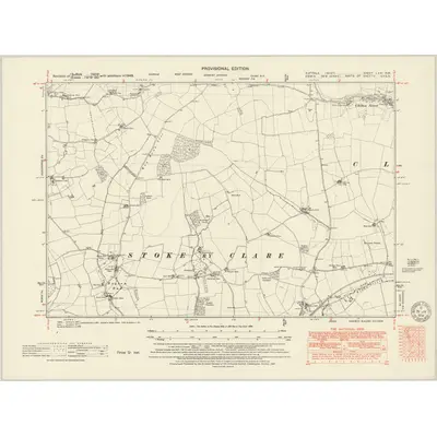 1949 Map of Suffolk LXXI.NW, 1951 Print