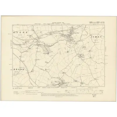 1896 Map of Suffolk LXXI.SW, 1905 Print