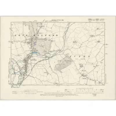 1896 Map of Suffolk LXXII.NE, 1899 Print